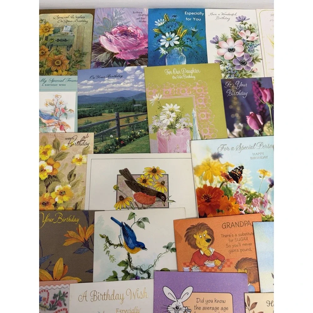 Vintage Birthday Cards Some Fronts ONLY Scrapbooking Crafts Decoupage Lot of 50+